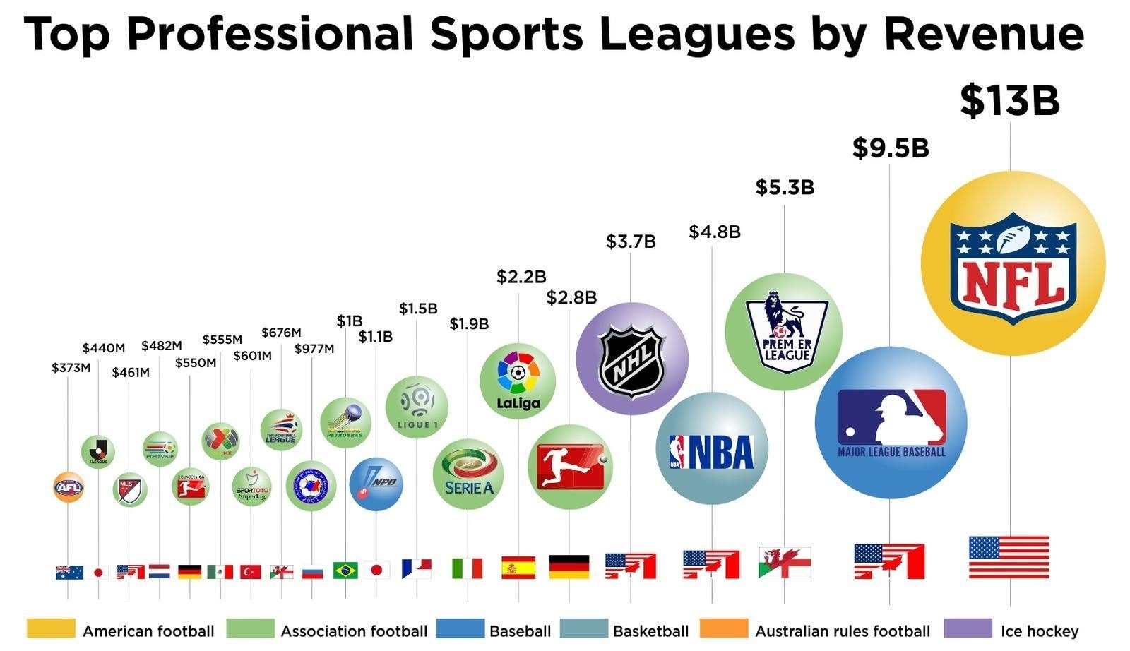 Top Professional Sports Leagues by Revenue